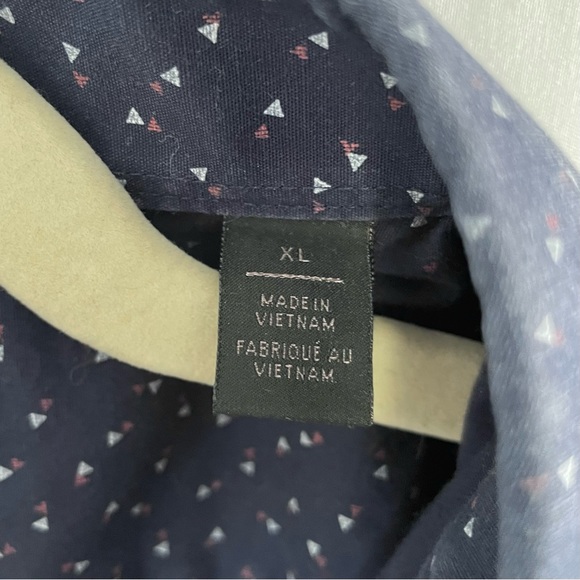 14th & Union Trim Fit Printed Long Sleeve Button Down Shirt Navy Blue Size XL - Picture 13 of 16